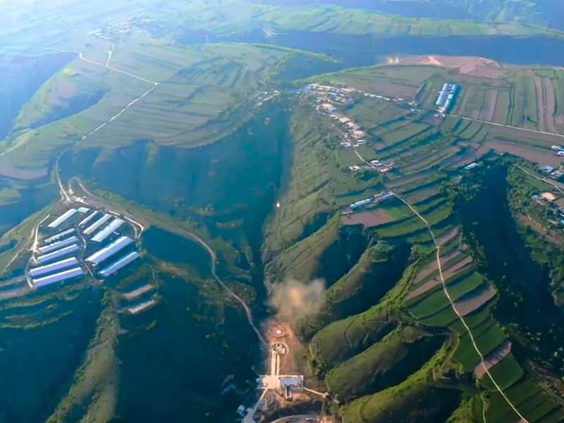 The Nebula-M1 test article during its VTVL test flight above Tongchuan, Shaanxi Province, on May 6, 2022.