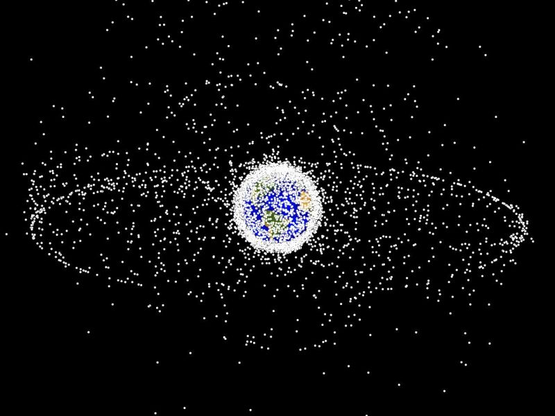 Computer-generated image of objects in Earth orbit that are currently being tracked. Credit: NASA