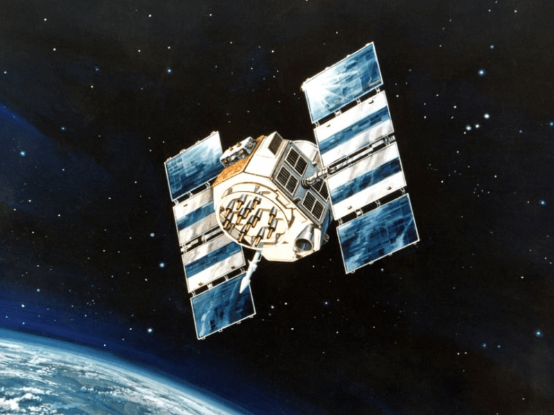 A 1983 illustration of a GPS satellite.